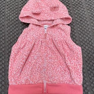 6-9M Baby Girl Pink Leopard Fleece Vest